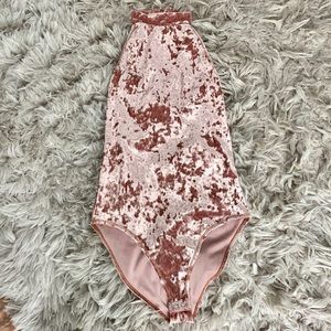 Samon Colored Suede Bodysuit